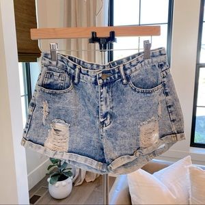 Shein Distressed Denim Shorts - Size Medium